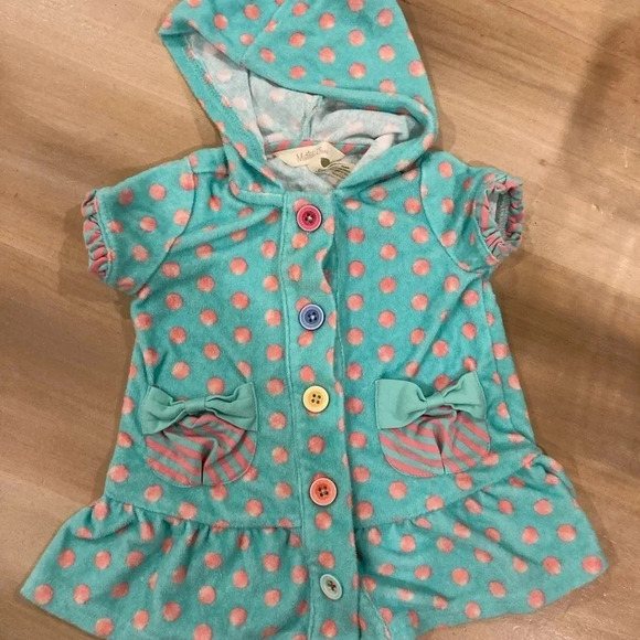 Matilda Jane Size 6-12 months Aqua polka dot swim coverup - Picture 2 of 5